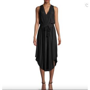 Womens Ramy Brook Black Hayley Drawstring Dress Tassel Beach Swim Size Large